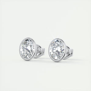 1.0 CT Oval Bezel Solitaire CVD F/VS Diamond Earrings 2