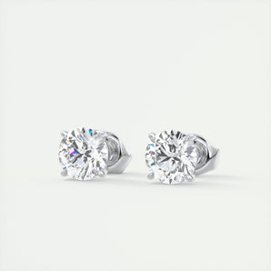 1.0 CT Round Solitaire CVD G/VS Diamond Earrings 2